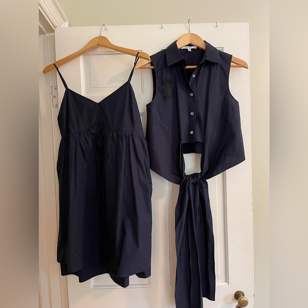 Derek Lam navy poplin shirt dress, two piece (size 4)